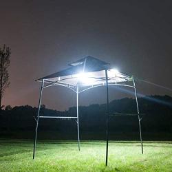 Feelway BBQ Canopy Outdoor Barbecue Grill Metal Gazebo W/ Lights 2-Tier