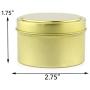 6-Ounce Round Gold Tins/Candle Tins (12-Pack), Metal Tins for Candles, DIY, Party Favors & More, Slip-On Lids Included