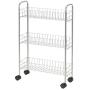 Household Essentials 7011 Slim Line 3-Tier Metal Storage Cart | Satin Silver