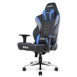 AKRacing Masters Series Max Gaming Chair with Wide Flat Seat, 400 Lbs Weight Limit, Rocker and Seat Height Adjustment Mechanisms - Blue