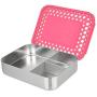 LunchBots Large Trio Stainless Steel Lunch Container -Three Section Design for Sandwich and Two Sides - Metal Bento Lunch Box for Kids or Adults - Eco-Friendly - Stainless Lid - Pink Dots