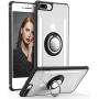 iPhone 7 Plus Case, Daupin Clear iPhone 8 Plus Case with 360 Rotatable Ring Kickstand Magnetic Metal Car Mount Hard PC Shockproof Protective Soft TPU Bumper Phone Case for iPhone 7/8 Plus (Black)