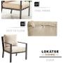 LOKATSE HOME Outdoor Club Chair Patio Metal Dining Sofa with Steel Frame for Porch, Deck, Poolside, Beige Cushions