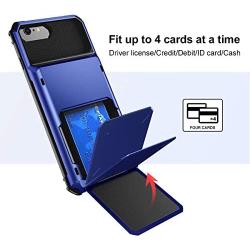 VEGO Compatible for iPhone SE 2020 Case, iPhone 6 6s 7 8 Case Wallet Credit Card Holder Dual Layer Flip Hybrid Hard Shell Back Protective Anti Scratch Rubber Bumper Cover Case 4.7 inch, Blue