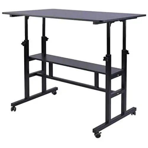 AIZ Mobile Standing Desk, Adjustable Computer Desk Rolling Laptop Cart on Wheels Home Office Computer Workstation, Portable Laptop Stand Tall Table for Standing or Sitting, Black 31.5'' x 19.7'' AIZ Mobile Standing Desk, Adjustable Computer Desk Rolling Laptop Cart on Wheels Home Office Computer Workstation, Portable Laptop Stand Tall Table for Standing or Sitting, Black 31.5'' x 19.7''