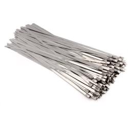 Stainless Steel Zip Ties Exhaust Wrap, TAKSDAI 100pcs 11.8'' Metal Locking Wrap Ties Straps Header Wrap Exhaust Wrapping