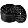 Large Herb Grinder 3 Inch 4 Chambers Flat Spice Grinder with Cleaning Brush (75mm) (Black) (Black)