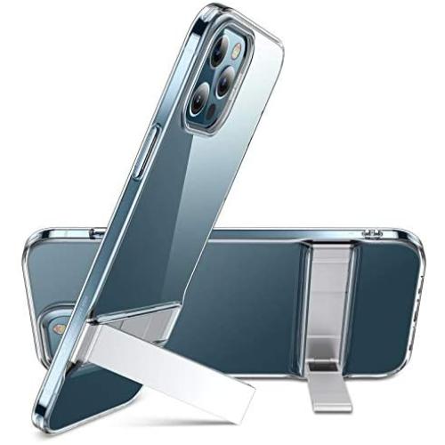 ESR Metal Kickstand Case Compatible with iPhone 12 Pro Max 6.7-Inch [Patented Two-Way Stand] [Reinforced Drop Protection] [Soft and Flexible Back] - Clear