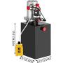 Mophorn 12V/DC Hydraulic Pump 15 Quart/ 3.9 Gallon Double Acting Metal Reservoir Hydraulic Pump Unit Remotely Controlled for Dump Trailer (15 Quart,Double Acting)