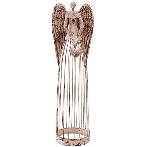 Morning View Antique Metal Angel Garden Statue with Star Wand for Indoor Outdoor Yard Lawn Patio Art Decor (Style D)