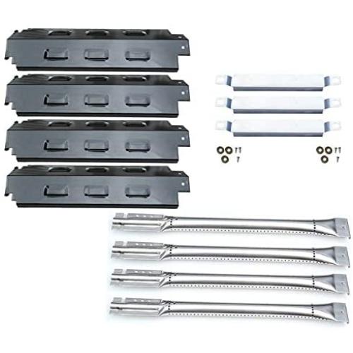 Direct store Parts Kit DG156 Replacement for Charbroil 463420507,463420509,463460708,463460710 Gas Grill Burners, Carryover Tubes,Heat Plates (SS Burner+SS Carry-over tubes+Porcelain Steel Heat Plate)