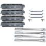 Direct store Parts Kit DG156 Replacement for Charbroil 463420507,463420509,463460708,463460710 Gas Grill Burners, Carryover Tubes,Heat Plates (SS Burner+SS Carry-over tubes+Porcelain Steel Heat Plate)
