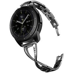 V-MORO Jewelry Bracelet Compatible with Galaxy Watch 42mm Bands/Active 40mm Band Black 20mm Bling Metal Bangle Raplcement for Samsung Galaxy Watch 42mm/Galaxy Watch Active 40mm Women Girl