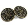 Bezelry 12 Pieces Viking Helm of Awe Pattern Metal Shank Buttons. 23mm (7/8 inch) (Antique Brass) Bezelry 12 Pieces Viking Helm of Awe Pattern Metal Shank Buttons. 23mm (7/8 inch) (Antique Brass)