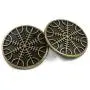 Bezelry 12 Pieces Viking Helm of Awe Pattern Metal Shank Buttons. 23mm (7/8 inch) (Antique Brass)