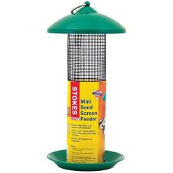Stokes Select Mini Mesh Screen Bird Feeder with Metal Roof, Green, 1.2 lb Seed Capacity