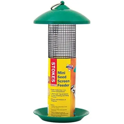 Stokes Select Mini Mesh Screen Bird Feeder with Metal Roof, Green, 1.2 lb Seed Capacity Stokes Select Mini Mesh Screen Bird Feeder with Metal Roof, Green, 1.2 lb Seed Capacity