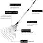 Buyplus Adjustable Garden Leaf Rake - 24 to 63 Inch Telescopic Metal Rake, Expandable Folding Leaves Rake for Lawn Yard, Flowers Beds and Roof