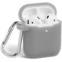 GMYLE AirPod Case, Silicone Protective Cover Skins with Keychain for Airpods Earbuds Wireless Charging Case, Accessories Set Compatible with Apple AirPods 2 & 1, Ash Grey [Front LED Visible]