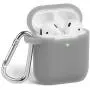 GMYLE AirPod Case, Silicone Protective Cover Skins with Keychain for Airpods Earbuds Wireless Charging Case, Accessories Set Compatible with Apple AirPods 2 & 1, Ash Grey [Front LED Visible]