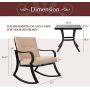 SUNCROWN Outdoor 3-Piece Rocking Chairs Bistro Set, Black Steel Patio Furniture with Brown Thickened Cushion and Glass-Top Coffee Table SUNCROWN Outdoor 3-Piece Rocking Chairs Bistro Set, Black Steel Patio Furniture with Brown Thickened Cushion and Glass-Top Coffee Table