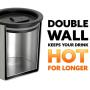 Stainless Steel Coffee Mug with Lid, Set of 2 – 14 oz Premium Double Wall Insulated Travel Cup, Metal Mug with Handle – Shatterproof, BPA Free, Dishwasher Safe, Tea, Beer