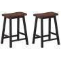 COSTWAY Saddle Seat Stools, Wood Vintage Counter Height Chairs, Modern Backless Design Indoor Furniture for Kitchen Dining Pub and Bistro, Set of 2 (24'' H Brown)