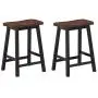 COSTWAY Saddle Seat Stools, Wood Vintage Counter Height Chairs, Modern Backless Design Indoor Furniture for Kitchen Dining Pub and Bistro, Set of 2 (24'' H Brown)