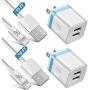 LUOSIKE iPhone Charger, 2-Pack 10 FT Long Lightning Cable Fast Charging Sync Cord with 2X Dual USB Wall Charger Plug Compatible with iPhone 11 Xs Max XR X 8 7 6S Plus SE iPad Mini Air Pro (4 in 1)