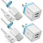 LUOSIKE iPhone Charger, 2-Pack 10 FT Long Lightning Cable Fast Charging Sync Cord with 2X Dual USB Wall Charger Plug Compatible with iPhone 11 Xs Max XR X 8 7 6S Plus SE iPad Mini Air Pro (4 in 1)