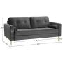 VASAGLE Sofa, Couch for Living Room, Velvet Surface, for Apartment, Small Space, Solid Wood Frame, Metal Legs, Easy Assembly, Mid-Century Modern Design, 71.3 x 32.3 x 33.9 Inches, Gray ULCS002G01