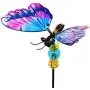 Exhart WindyWing PurpButterfly Metal Garden Stake with Fluttering Glass Wings & Acrylic Beads - Butterfly Metal Stake in Glass & Metal- Cute Butterfly Decorations for the Garden, Yard & Patio, 6 x 30”