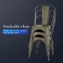 Metal Chair Dining Chair Set of 4 Patio Chair Home Kitchen Chair 18 Inch Seat Height Dinning Room Chair Stackable Metal Bar Chairs Indoor Outdoor Chairs Tolix Bar Side Chair Restaurant Dining Chair