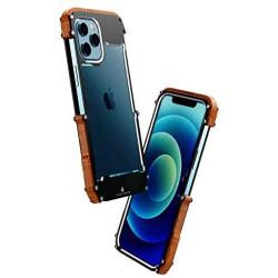 Kowauri Case for iPhone 12 Mini,Drop Protection Aluminum Metal Wood Bumper Frame Cover Shockproof Dropproof Protective Case for iPhone 12 Mini 5.4'' 2020 (5.4 inch)