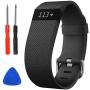 Sophili Bands Compatible for Charge Hr, Silicone Replacement Small Large with Metal Buckle Fitness Wristband Strap for Fitbit Charge HR / HR1(Black/S)