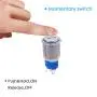 mxuteuk 16mm High Round Cap Horn Button Switch Car Motorcycle Boat Speaker Momentary Push Button Switch Metal Toggle Switch On/Off with Cold Pressed Terminal Connector, 12v Blue LED Light G16LB-BU-5DZ