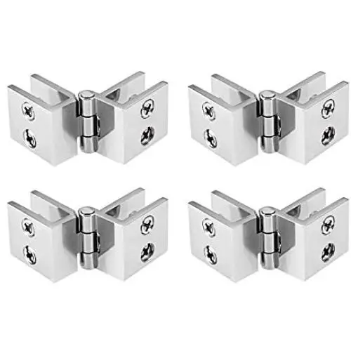 WEIJ Bilateral 180 Degree Glass Door Cupboard Showcase Cabinet Clamp Glass Hinge Replacement Parts, Pack of 4