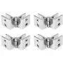 WEIJ Bilateral 180 Degree Glass Door Cupboard Showcase Cabinet Clamp Glass Hinge Replacement Parts, Pack of 4