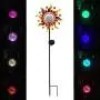 Unido Solar Powered Metal Sunray Garden Stake with Color Changing LED Light and Mosaic Glass Crackle Ball Unido Solar Powered Metal Sunray Garden Stake with Color Changing LED Light and Mosaic Glass Crackle Ball