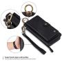 JAZ iPhone 8 Wallet Case / iPhone 7 Wallet Case - Multi-Function Wristlets Zipper Purse Detachable Magnetic 14 Card Slots Money Pocket Clutch Leather Wallet Case for Apple iPhone 8 / 7 / 6S / 6 Black