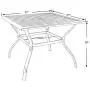 PHI VILLA 37 Inch Outdoor Dining Table Metal Steel Slat Patio with 1.57'' Umbrella Hole, Brown