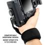 USA GEAR Professional Camera Grip Hand Strap with Black Neoprene Design and Metal Plate - Compatible with Canon , Fujifilm , Nikon , Sony and more DSLR , Mirrorless , Point & Shoot Cameras