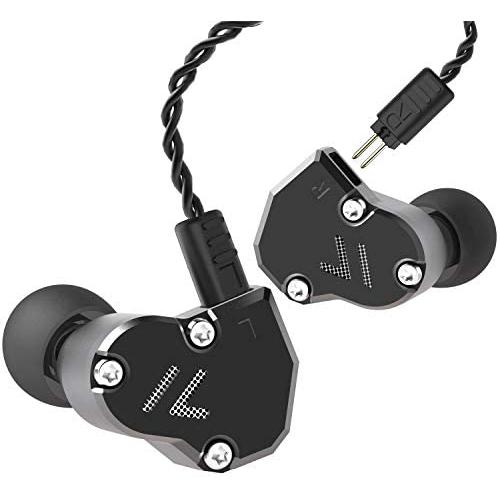 RevoNext QT2S in Ear Monitor Headphones, Triple Driver 2DD+1BA Balanced Armature with Dynamic Metal Shell Noise-Isolating Deep Bass Wired Earbuds with Detachable Cables(Black no mic)