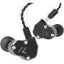 RevoNext QT2S in Ear Monitor Headphones, Triple Driver 2DD+1BA Balanced Armature with Dynamic Metal Shell Noise-Isolating Deep Bass Wired Earbuds with Detachable Cables(Black no mic)