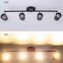TeHenoo Adjustable Track Lighting Kit, 4-Lights Ceiling Light GU10 Bulb with Metal and Wood Shade for Living Room, Kitchen, Utility Room (Black)