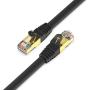 Tera Grand - 3FT - Premium CAT7 Double Shielded 10 Gigabit 600MHz Ethernet Patch Cable for Modem Router LAN Network, Gold Plated Shielded RJ45 Connectors, Faster Than CAT6a CAT6 CAT5e, Black