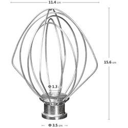 KN256WW 6-Wire Whip Attachment for KitchenAid 6 Quart Bowl-Lift Stand Mixer Accessory Replacement, Egg Cream Stirrer, Cakes Mayonnaise Stainless Steel Whisk