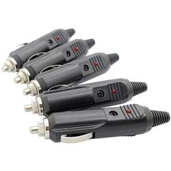 discoGoods 5PCS 12V Male Car Cigarette Lighter Socket Plug Connector With Fuse Red LED Cigar Lighter