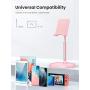 Cell Phone Stand,Angle Height Adjustable LISEN Cell Phone Stand for Desk,Thick Case Friendly Phone Holder Stand for Desk, Compatible with All Mobile Phones-Pink