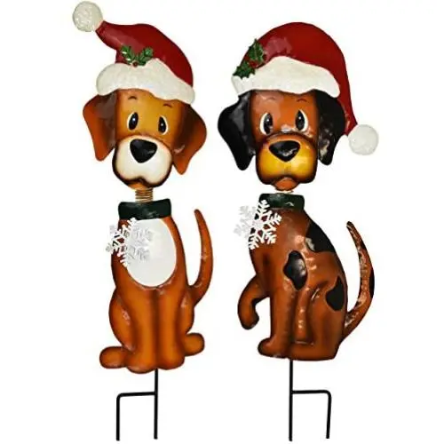 Gift Boutique Christmas Yard Stakes - Outdoor Garden Decorations - Set of 2 30'' Metal Bobble-Head Dog Holiday Decoration Gift Boutique Christmas Yard Stakes - Outdoor Garden Decorations - Set of 2 30'' Metal Bobble-Head Dog Holiday Decoration